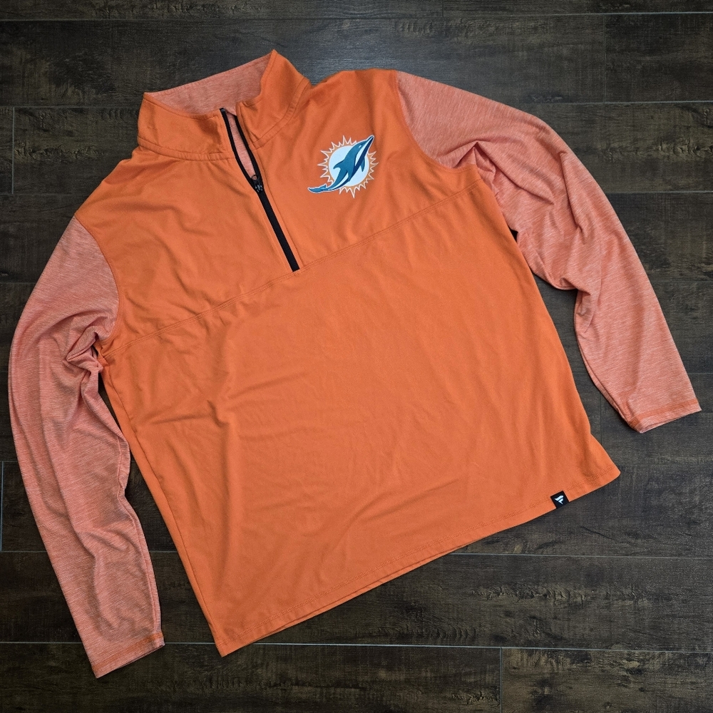 Fanatics NFL Miami Dolphins Orange Quarter-Zip Pullover Size XL